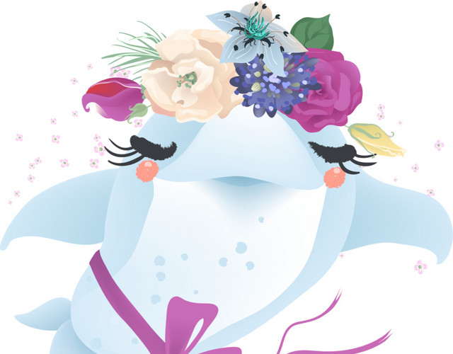 花卉海豚素材