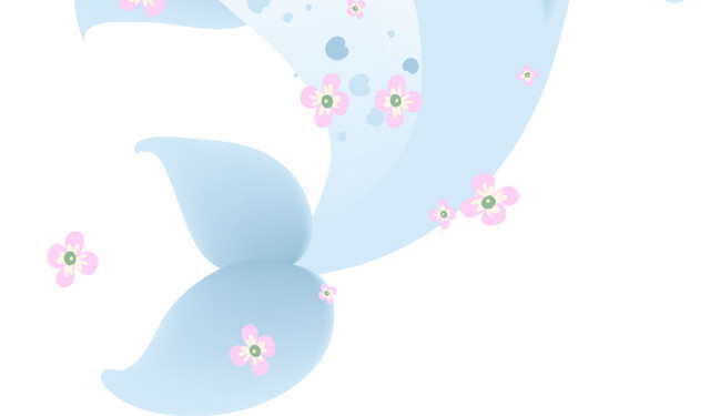 花卉元素蓝色小海豚素材