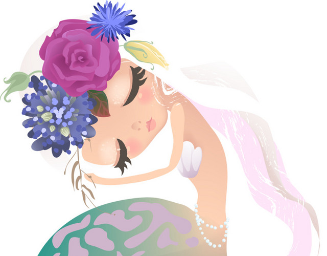 卡通美人鱼插画素材