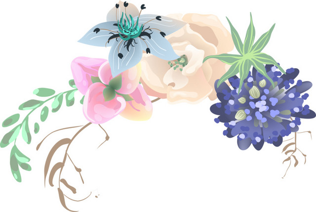 手绘水彩花束