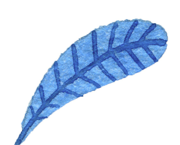 蓝色手绘植物叶子免抠图素材