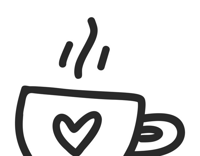 黑色线条手绘茶杯卡通插画素材