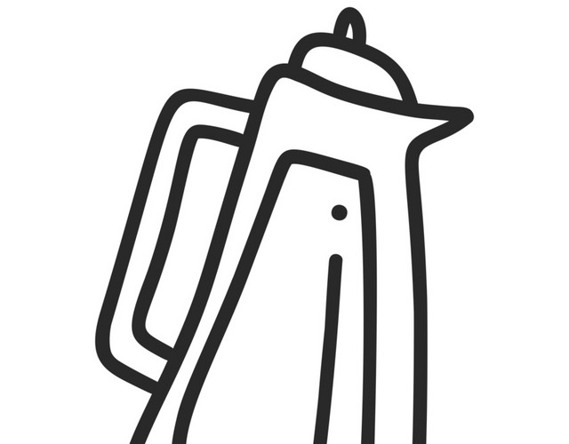 黑色线条手绘水壶卡通插画素材