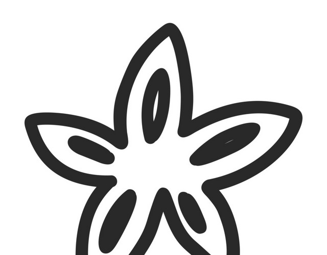 黑色线条手绘花朵卡通插画素材