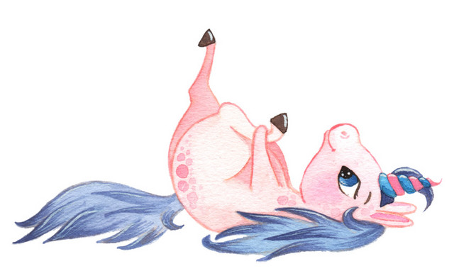 粉色独角兽卡通水彩插画