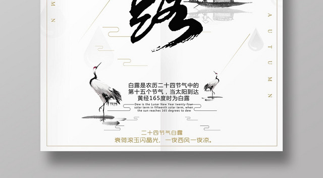 简约淡雅二十四节气白露宣传海报