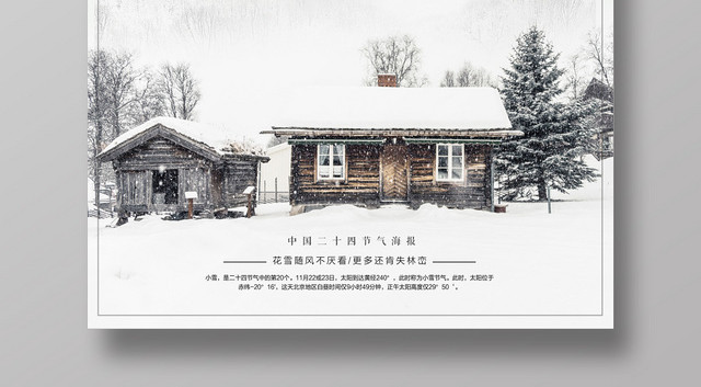 简约大气灰色二十四节气小雪宣传海报