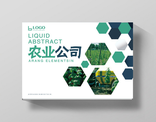 简约几何六边形绿色农产品蔬菜水果画册封面