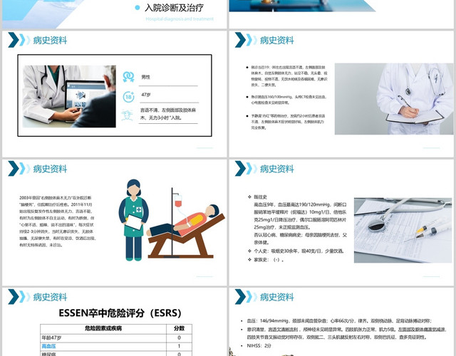 蓝色简约风格烟雾病治疗病例演讲PPT模板