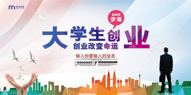 简约风大学生创业自主创业展板