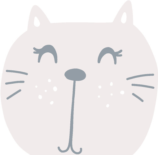 手绘卡通灰色猫咪设计图案