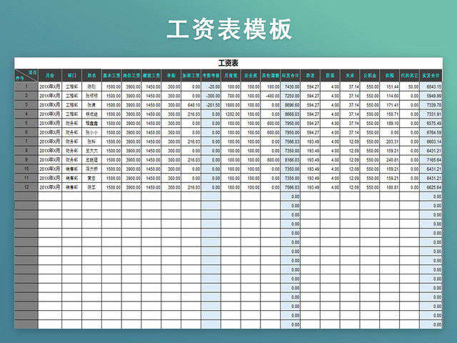 工资表模板带公式自动生成工资条