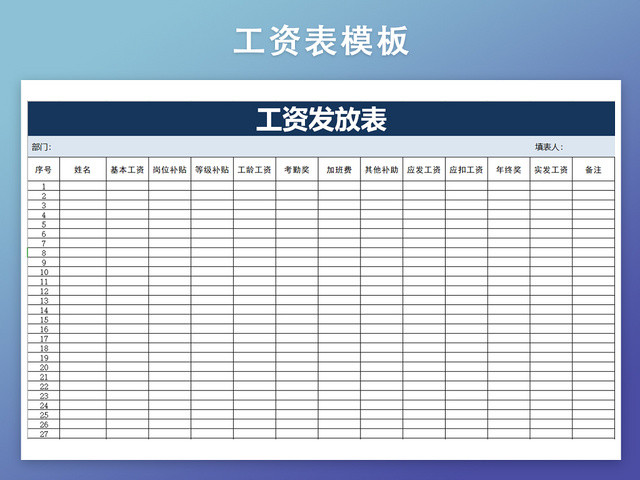 企业公司工资发放表模板