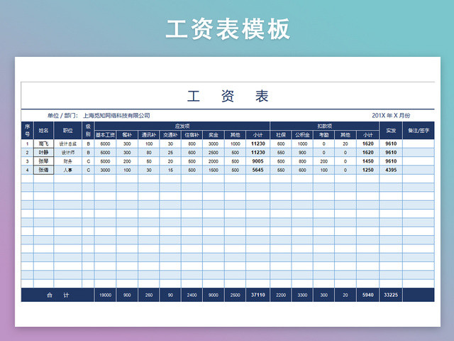 工资表模板带公式自动生成工资条