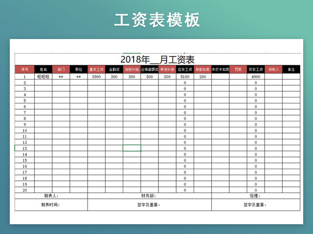 工资表计算模板带公式自动生成工资条