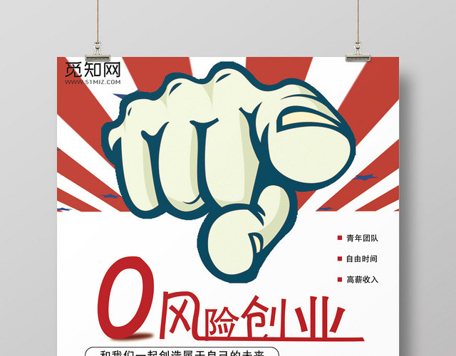 简约风零风险创业企业招聘海报