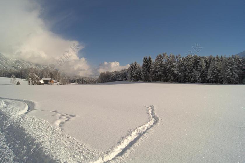 旅游清新冬季雪地滑雪背景图片