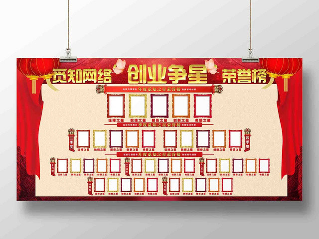 中国风创业争星荣誉榜展板