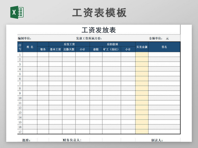 工资表模板带公式自动生成工资条