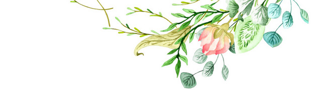 水彩绿叶鲜花