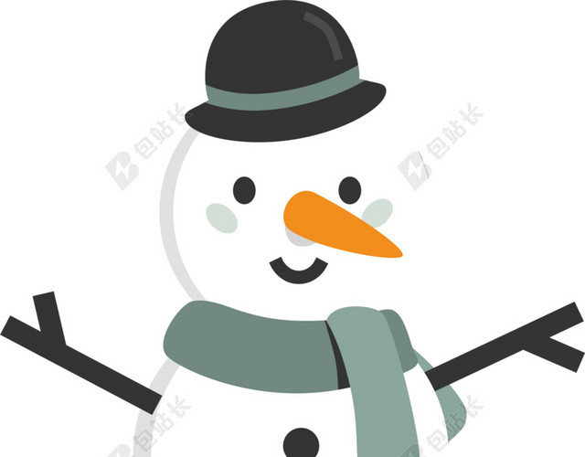 小雪人水彩背景素材