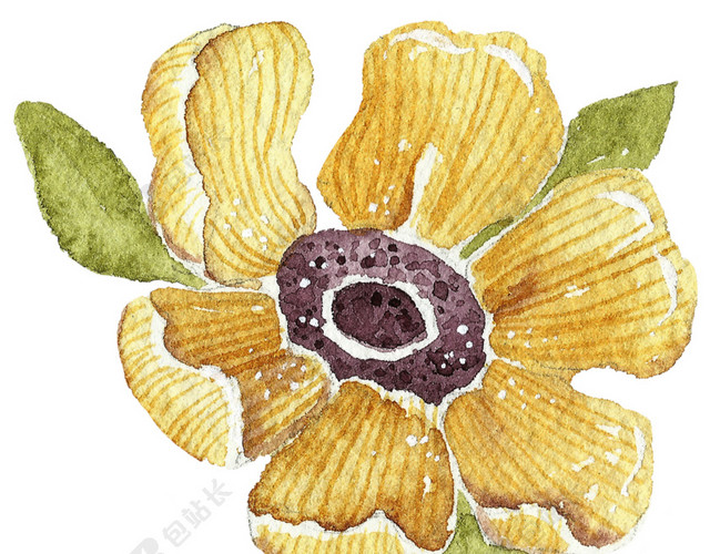 手绘黄色小花水彩背景素材