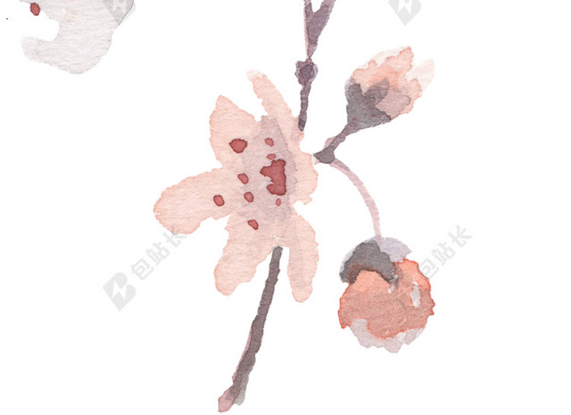 桃花樱花水彩背景素材