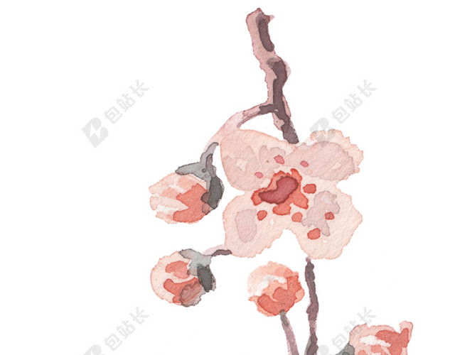 桃花水彩背景素材