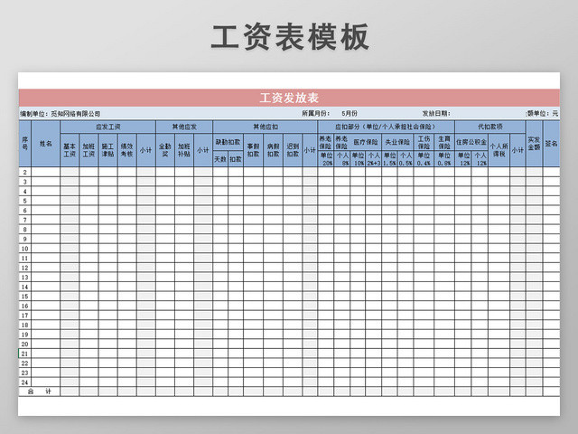 工资发放表模板带公式自动生成工资条