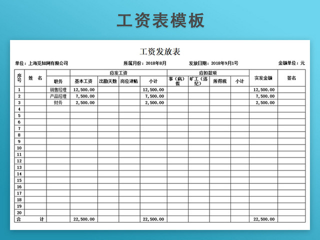 工资发放表模板带公式自动生成工资条