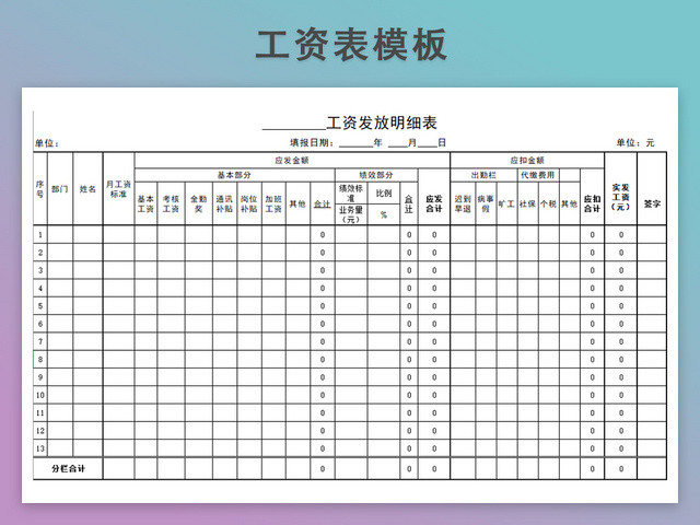工资发放表模板带公式自动生成工资条