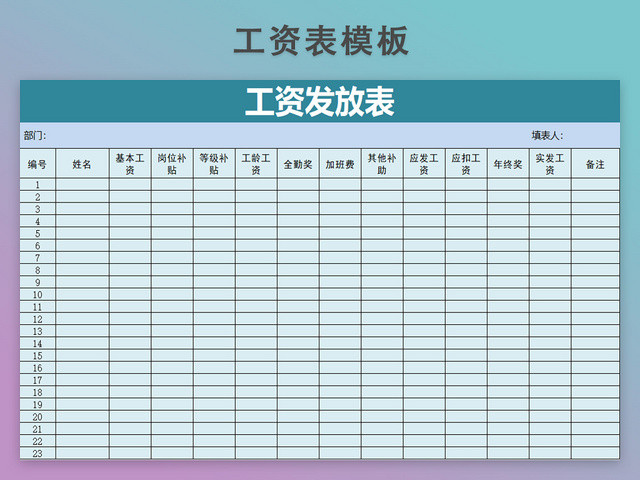 工资发放表模板带公式自动生成工资条