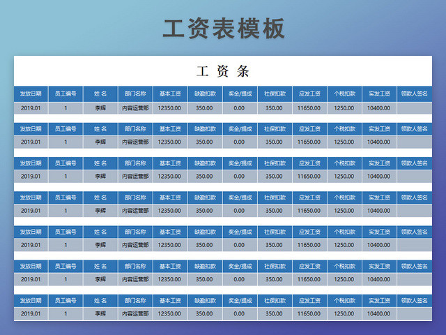 工资发放表模板带公式自动生成工资条