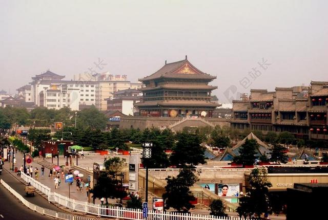 复古西安中国陕西省古城堡背景图片