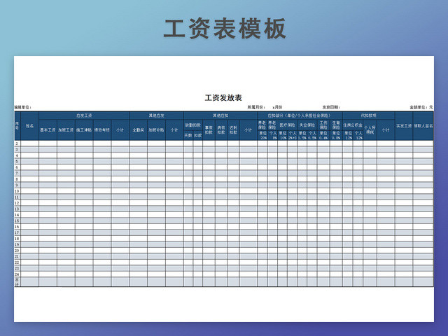 工资发放明细表模板带公式自动生成工资条