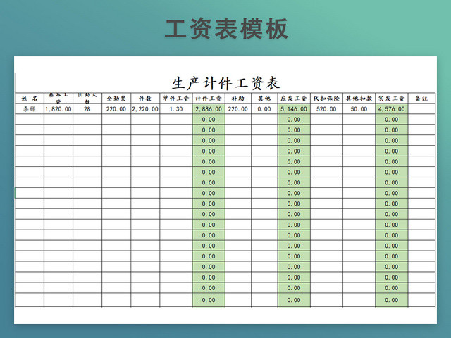 公司工资表模板带公式自动生成工资条