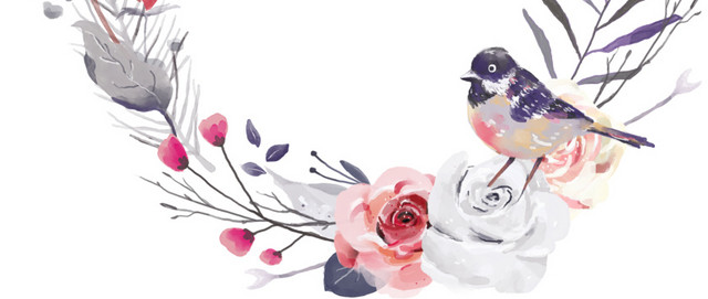 小鸟花朵叶子