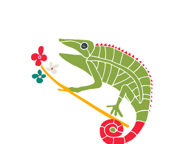 水彩变色龙矢量素材