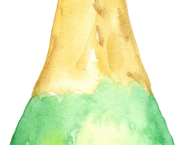 手绘水彩酒瓶素材