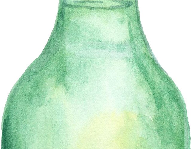 手绘水彩酒瓶素材
