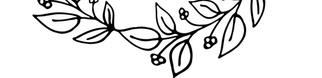 手绘黑白线稿花环装饰素材