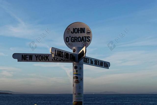 约翰O GROATS的 约翰O GROATS的路标 引力 英国 岬角