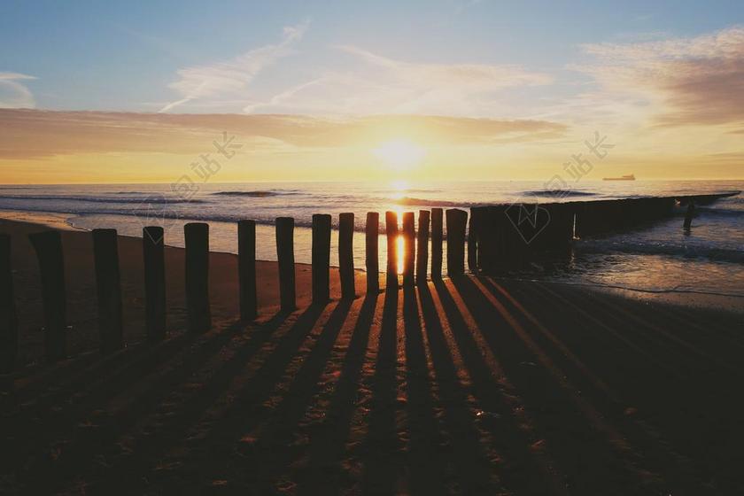旅游自然日落的海滩背景图片