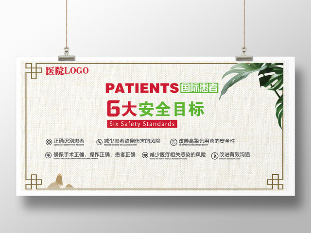 医院PATIEMTS国际患者6大安全目标展板