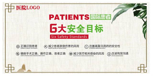 医院PATIEMTS国际患者6大安全目标展板