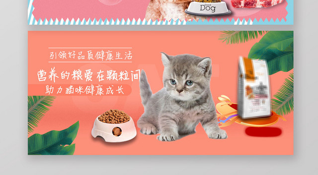 可爱宠物专场营养粮食狗粮猫粮促销BANNER