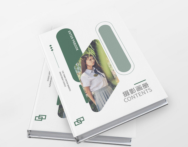 草绿自然简约几何图形时尚摄影画册