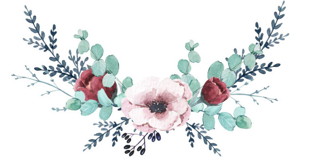 水彩绘画叶子花朵元素素材