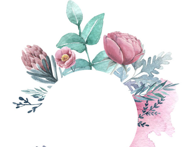 水彩绘画花环元素素材