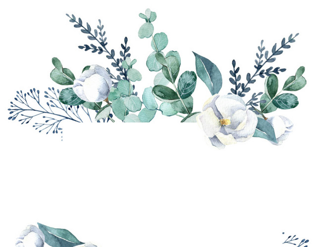 水彩绘画叶子花朵元素素材
